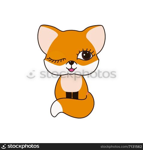 Cute fox winking isolated on white background. Premium quality vector design element.