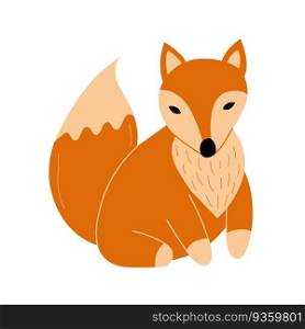 Cute fox. Woodland forest animal. Poster for baby room. Childish print for nursery. Design can be used for fashion t-shirt, greeting card, baby shower. Vector illustration.. Cute fox. Woodland forest animal