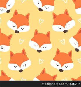 Cute foxes seamless pattern background