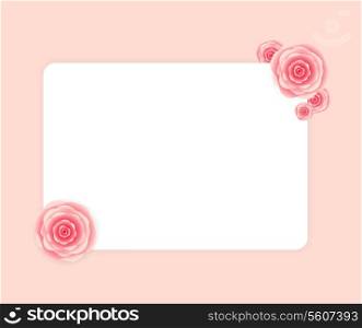 Cute Frame with Rose Flowers Vector Illustration.