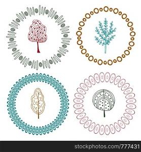 Cute frames set. Vector decorative elements with trees. Can use for cards, prints and other decorations.. Cute frames set. Vector decorative elements with trees. Can use for cards, prints and other decorations