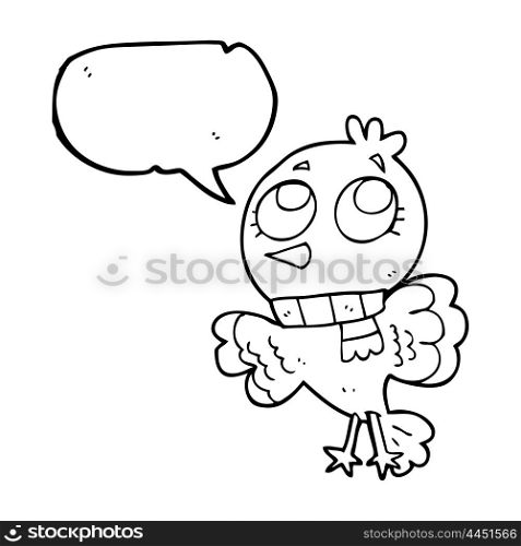 cute freehand drawn speech bubble cartoon bird