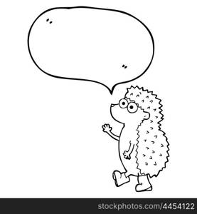 cute freehand drawn speech bubble cartoon hedgehog