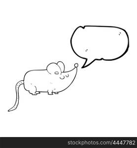 cute freehand drawn speech bubble cartoon mouse