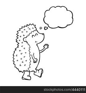 cute freehand drawn thought bubble cartoon hedgehog