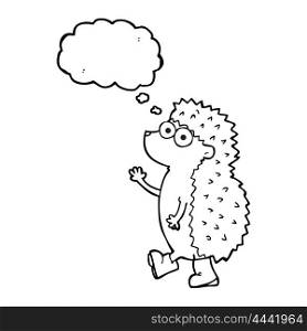 cute freehand drawn thought bubble cartoon hedgehog