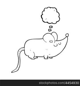 cute freehand drawn thought bubble cartoon mouse
