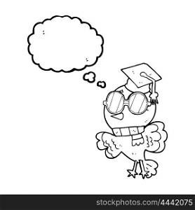 cute freehand drawn thought bubble cartoon well educated bird