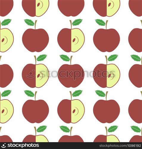Cute Fresh Red Apple Seamless Pattern on White Background. Fruit Repeating Texture.. Cute Fresh Red Apple Seamless Pattern on White Background. Fruit Repeating Texture