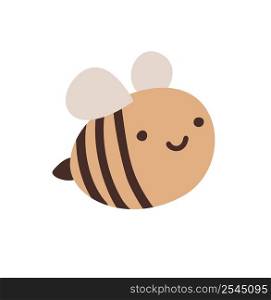Cute friendly scandinavian bee. Cartoon happy flying bee with big kind eyes. Insect character. Baby Vector isolated on white.. Cute friendly scandinavian bee. Cartoon happy flying bee with big kind eyes. Insect character. Baby Vector isolated on white