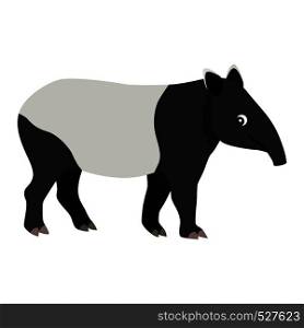 Cute friendly wild animal, black and white tapir icon, vector illustration isolated on white background. Cute friendly wild animal, black and white tapir icon