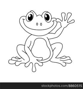 Cute frog cartoon coloring page illustration vector. For kids coloring book.