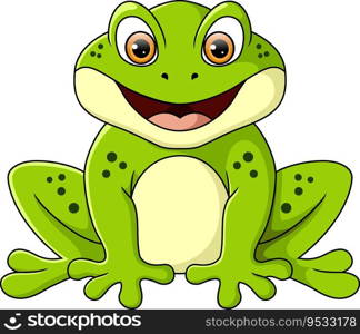 Cute frog cartoon on white background