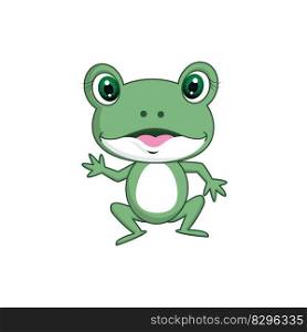 Cute frog in cartoon style isolated, Frog mascot on white background vector illustration 