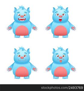Cute funny and scary monster character emoticons decorative icons set isolated vector illustration
