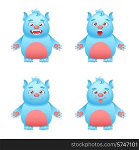 Cute funny and scary monster character emoticons decorative icons set isolated vector illustration