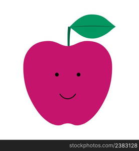 Cute, funny cartoon apple character. Emotions. Food smilie. Vector illustration for children. 