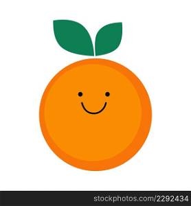 Cute, funny cartoon orange character. Emotions. Fruit smilie. Vector illustration for children. 