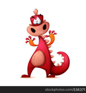 Cute, funny, crazy cartoon character dinosaur Vector eps 10. Cute, funny, crazy cartoon character dinosaur.