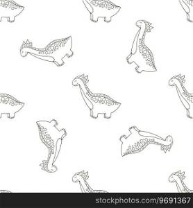 Cute funny dinosaur pattern. Coloring dinosaur vector background. Print for cloth design, textile, fabric. Coloring cute dinosaurs seamless pattern