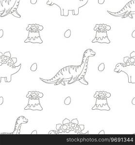 Cute funny dinosaur pattern. Print for boys. Dinosaur Coloring background. Print for design. Coloring cute dinosaurs seamless pattern