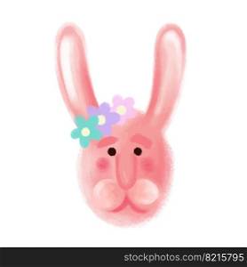 Cute funny face of rabbit. Baby rabbit head . Symbol of 2023 year. Vector illustration. Cute funny face of rabbit. Baby rabbit head 