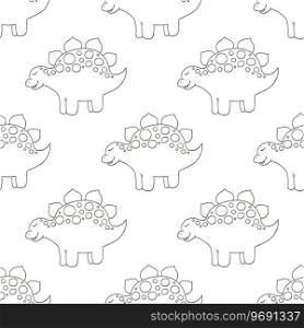 Cute funny kids dinosaur pattern. Coloring dinosaur vector background. Stegosaurus. Print for cloth design, textile, fabric, wallpaper. Coloring cute dinosaurs seamless pattern