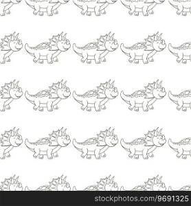Cute funny kids dinosaur pattern. Coloring dinosaur vector background. Triceratops. Print for cloth design, textile, fabric. Coloring cute dinosaurs seamless pattern