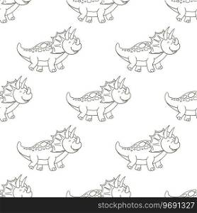 Cute funny kids dinosaur pattern. Coloring dinosaur vector background. Triceratops. Print for cloth design, textile, fabric, wallpaper, wrapping. Coloring cute dinosaurs seamless pattern