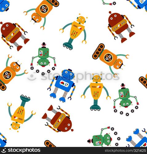 Cute funny robots seamless pattern,cartoon vector illustration. Cute funny robots seamless pattern,