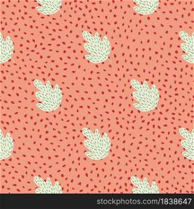 Cute geometric oak seamless patternon dots background. Simple nature wallpaper. For fabric design, textile print, wrapping, cover. Doodle vector illustration.. Cute geometric oak seamless patternon dots background. Simple nature wallpaper.
