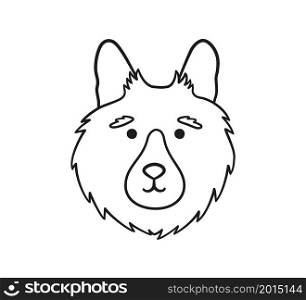 Cute german shepherd face. Dog head linear icon. Doodle dog portrait. Hand drawn vector illustration isolated on white background.. Cute german shepherd face. Dog head linear icon. Doodle dog portrait. Hand drawn vector illustration isolated on white background