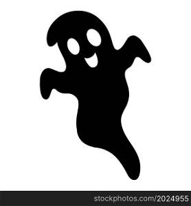 Cute ghost. Black silhouette. Design element. Vector illustration isolated on white background. Template for books, stickers, posters, cards, clothes.