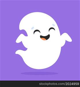 Cute ghost. Cartoon character. Colorful vector illustration. Isolated on color background. Design element. Template for your design, books, stickers, cards.