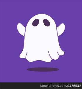 cute ghost cartoon ghost in white cloak halloween scary illustration