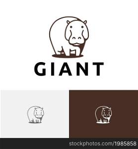 Cute Giant Hippo Standing Africa Animal Zoo Logo