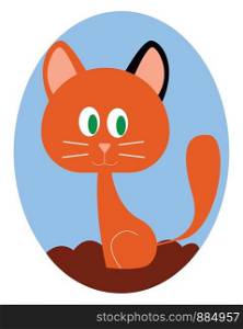 Cute ginger kitty, illustration, vector on white background.