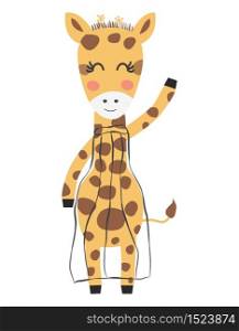 Cute. Giraffe. A cartoon. Scandinavian style. Children&rsquo;s print For a boy and a girl.. Cute. Giraffe. A cartoon. Scandinavian style. Children s print For a boy and a girl.