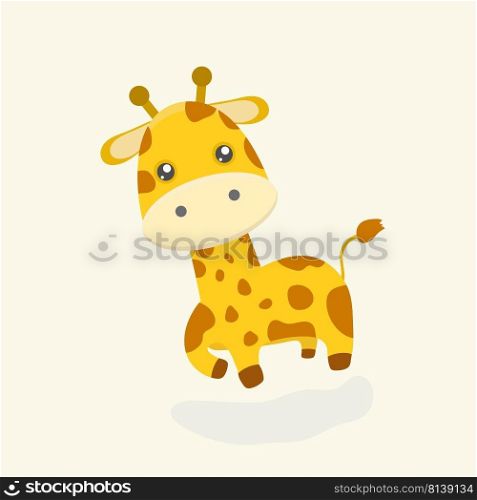 Cute giraffe cartoon on pastel background. . Cute giraffe cartoon