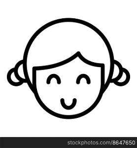 Cute girl head icon outline vector. Face hair. Child facial. Cute girl head icon outline vector. Face hair