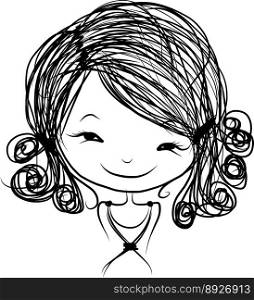 Cute girl smiling sketch for your design vector image