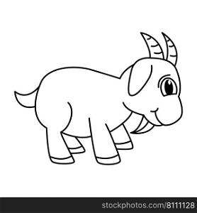 Cute goat cartoon coloring page for kids Vector Image