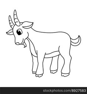 Cute goat cartoon coloring page illustration vector. For kids coloring book.
