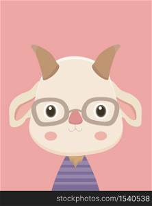 Cute goat.Childish print for nursery,kids apparel,poster,postcard.. Cute goat.