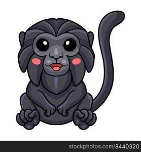 Cute goeldi's monkey cartoon sitting