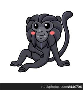 Cute goeldi's monkey cartoon sitting