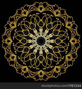 Cute gold Mandala. Ornamental round doodle flower isolated on white background. Geometric decorative ornament in ethnic oriental style.