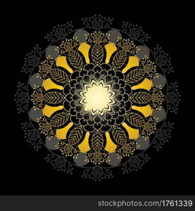 Cute gold Mandala. Ornamental round doodle flower isolated on white background. Geometric decorative ornament in ethnic oriental style.