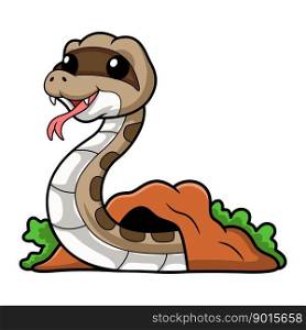 Cute gopher snake cartoon out from hole
