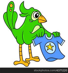 cute green bird symbol team carrying jersey pride